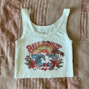 Billabong White Cropped Tank Top in size medium